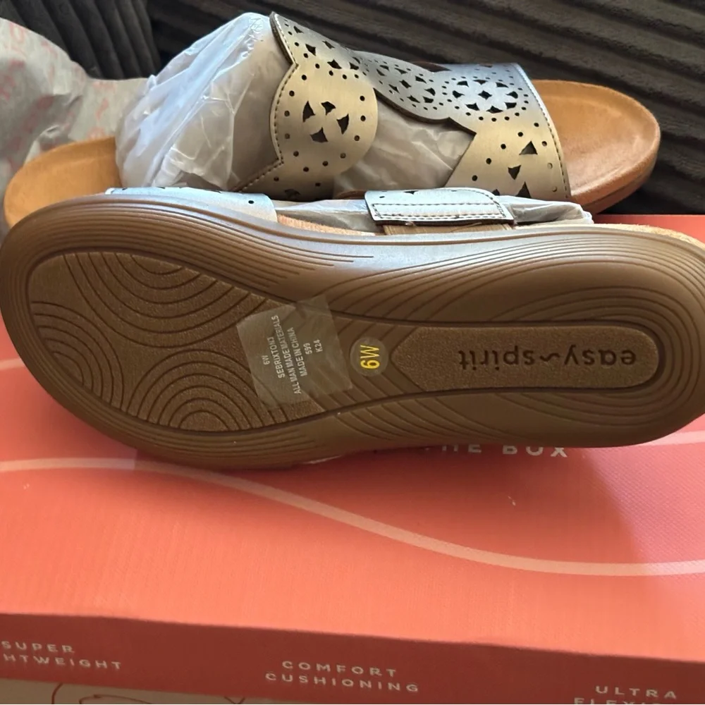 Easy Spirit Metallic Slide Sandals - Picture 3 of 3